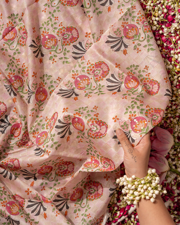 Heer Blush- Heavy Chanderi Fabric