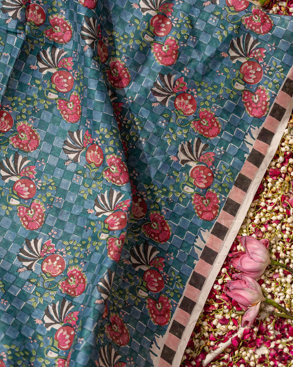 Heer Teal- Heavy Chanderi Fabric