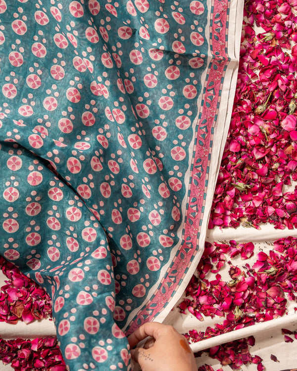 Sona Teal- Heavy Chanderi Fabric