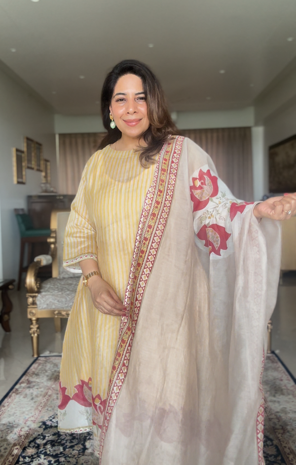Saraswati Crimson- Heavy Chanderi Semi Stitched Kurta