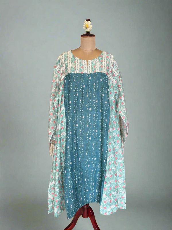 Gokhru- Teal- Semi Stitch Kurta- Heavy Chanderi