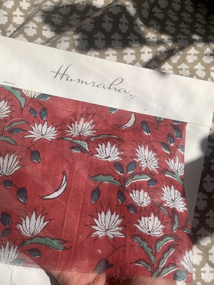 Bramha Kamal Crimson- Heavy Chanderi Fabric